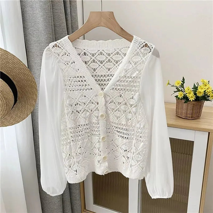 Button-Up Crochet Peplum Top
