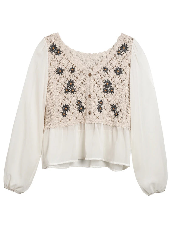 Button-Up Crochet Peplum Top