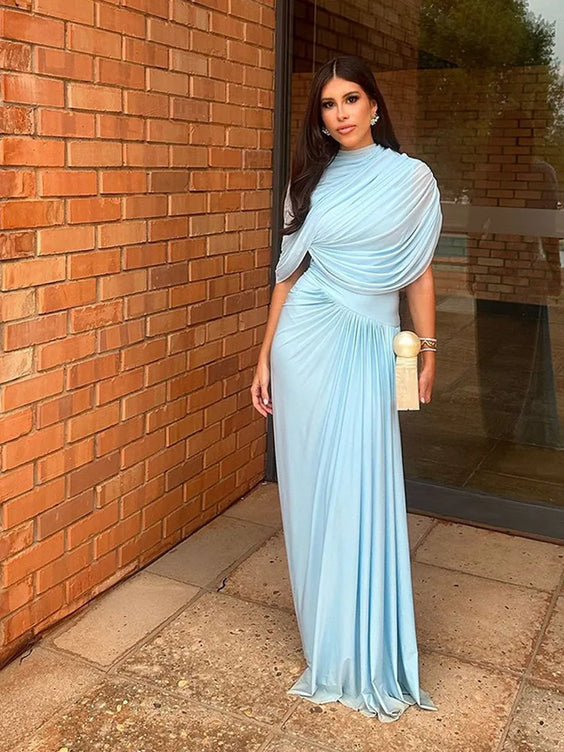 Pleated Irregular Shawl Dress