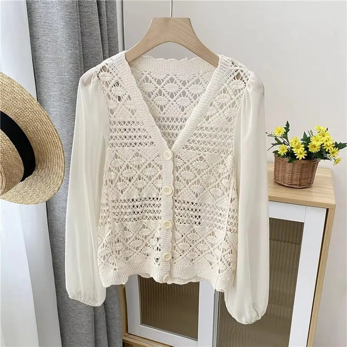 Button-Up Crochet Peplum Top