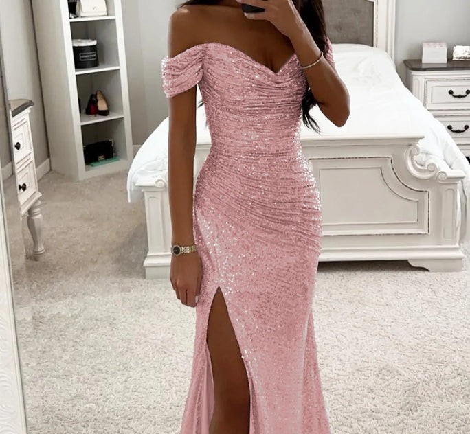 Sequined Maxi Dress with Side Slit