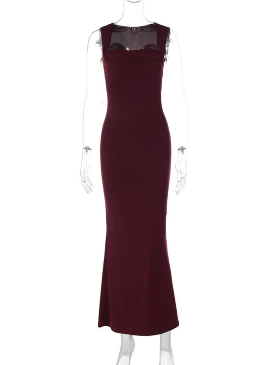 Backless Square Neck Sheath Dress
