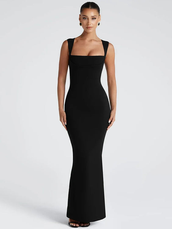 Backless Square Neck Sheath Dress