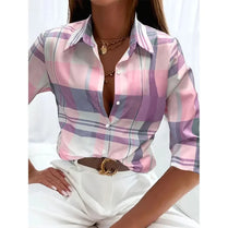 Elegant Printed Button-Front Blouse