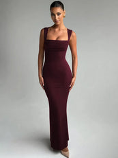 Backless Square Neck Sheath Dress