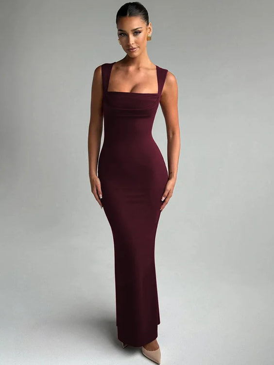 Backless Square Neck Sheath Dress