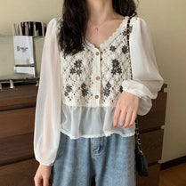 Button-Up Crochet Peplum Top