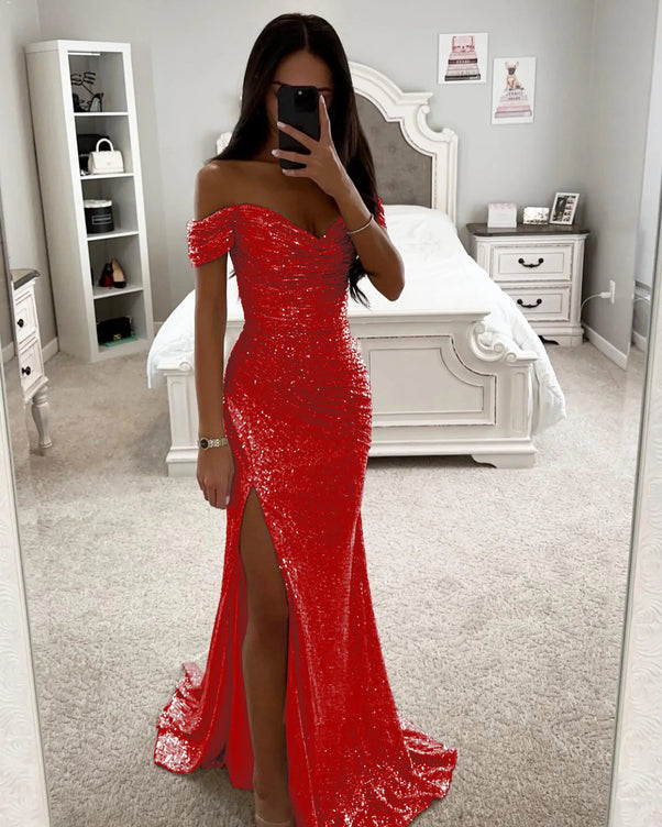 Sequined Maxi Dress with Side Slit