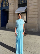 Pleated Irregular Shawl Dress