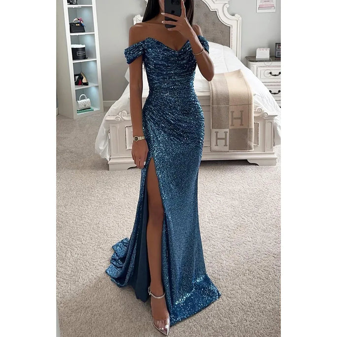 Sequined Maxi Dress with Side Slit