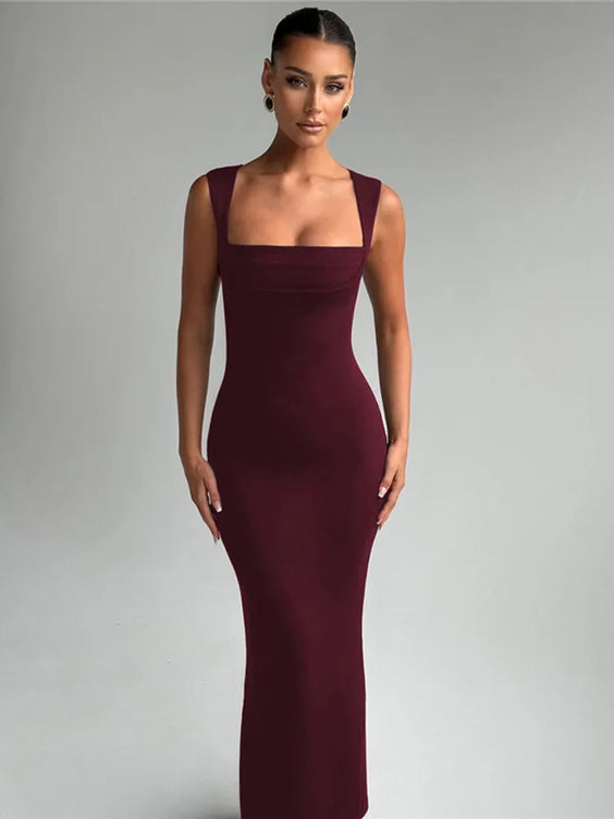 Backless Square Neck Sheath Dress