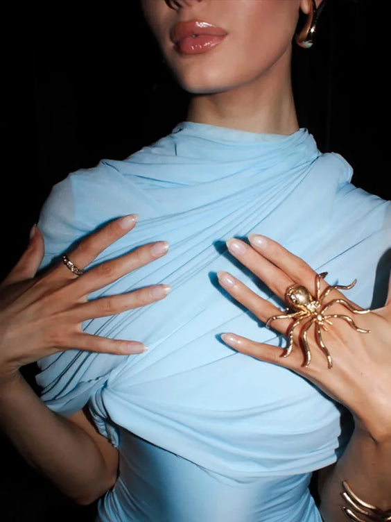 Pleated Irregular Shawl Dress