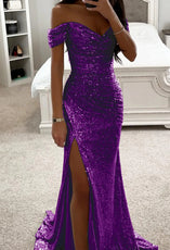 Sequined Maxi Dress with Side Slit