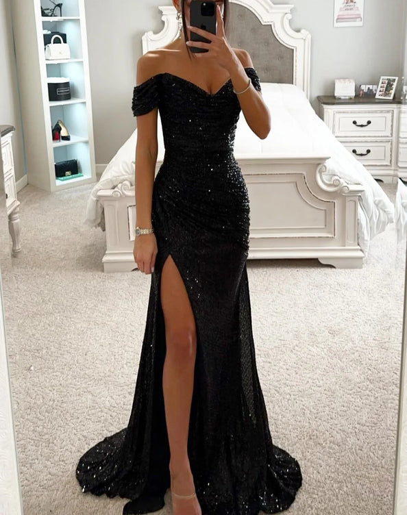 Sequined Maxi Dress with Side Slit