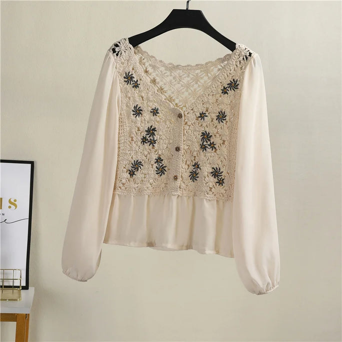 Button-Up Crochet Peplum Top