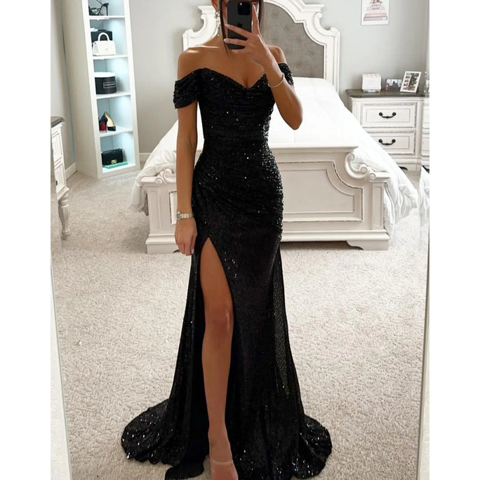 Sequined Maxi Dress with Side Slit